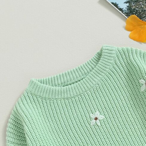 طفلة طفل متماسكة سترة الشتاء الملابس لطيف زهرة Crewneck كم طويل البلوز الوليد الرضع قمم الدافئة in Kuwait