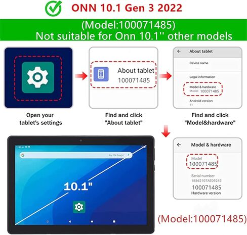 حافظة لجهاز Walmart Onn 10.1 Tablet Gen 3 2022 موديل 100071485، غطاء حامل من السيليكون الناعم مناسب للأطفال لجهاز 2022 Onn 10.1 بوصة 100071485 Gen 3 فقط (أسود) in Saudi Arabia
