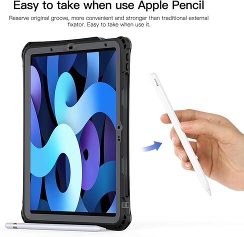 حافظة لجهاز iPad Pro 11 بوصة 2024 الجيل الخامس مع واقي شاشة، حافظة مقاومة للماء لجهاز iPad Pro 11 M4 2024 مع حامل أقلام وحامل وحزام كتف ومقبض، غطاء متين لكامل الجسم، أسود in Kuwait