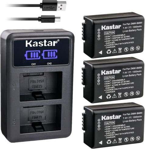 Kastar 4-Pack DMW-BMB9 Battery and LED2 USB Charger Compatible with Panasonic Lumix DC-FZ80, Lumix DC-FZ85, Lumix DMC-FZ40, Lumix DMC-FZ45, Lumix DMC-FZ47, Lumix DMC-FZ48 Camera in Saudi Arabia