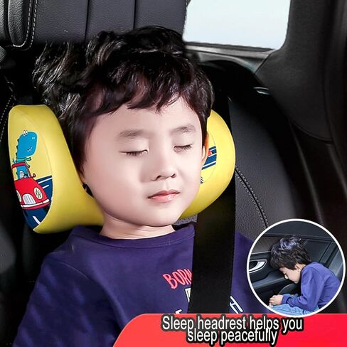 Kwak's Car Headrest Pillow,Adjustable Car Neck Pillow,Head Support for Car Seat, Car Pillow for Kids and Adults-Road Trip Essentials (Dinosaur yellow) in Saudi Arabia