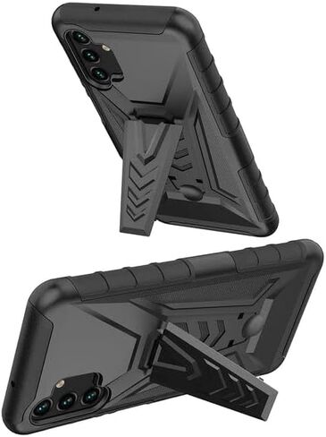 حافظة جالاكسي اللاسلكية لهاتف سامسونج جالاكسي a15 5G مع واقي شاشة من الزجاج المقوى وغطاء هجين مع مسند ومشبك حزام الهاتف - أحمر in Kuwait