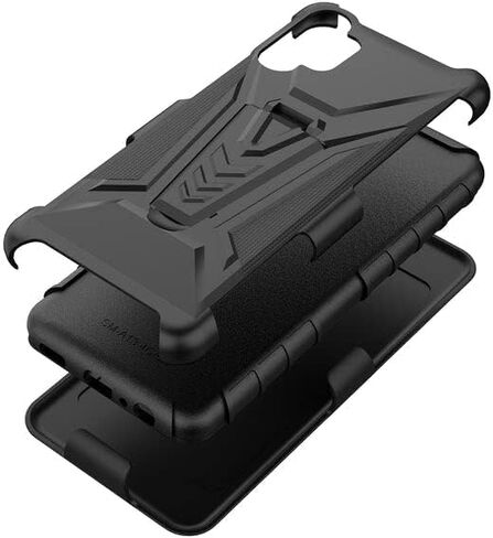 حافظة جالاكسي اللاسلكية لهاتف سامسونج جالاكسي a15 5G مع واقي شاشة من الزجاج المقوى وغطاء هجين مع مسند ومشبك حزام الهاتف - أحمر in Kuwait