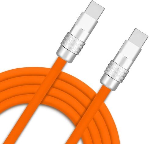 Chubby 2.0 Durable Fast Charging Cable USB Type-C Cables Ultra-Thick Silicone Cord USB-C to USB A Cable for Cell Phones, Android Devices and More, Orange, Type-C to Type-C, 9.8 FT in Saudi Arabia