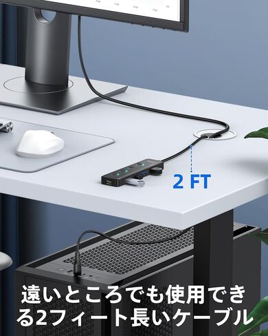 موزع USB 3.0، موزع USB 4 منافذ Selore، موزع USB نحيف للغاية للبيانات، موسع USB مع 2 قدم متوافق مع منفذ الكمبيوتر المحمول، لأجهزة MacBook، Mac mini، iMac، Surface، PC، محرك أقراص فلاش، HDD، Mouse، إلخ in Kuwait