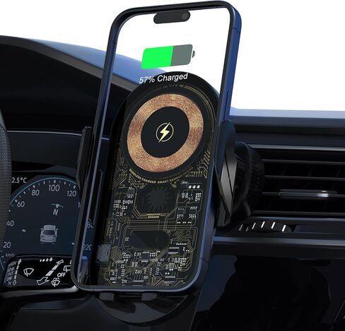 شاحن سيارة لاسلكي، حامل سيارة تثبيت تلقائي بقدرة 15 وات Qi لاسلكي سريع الشحن بفتحة تهوية للسيارة لهاتف iPhone 15/14/13/13 Pro/12 Pro Max/12 pro/12/11/10 Series، سلسلة Samsung Galaxy. in Kuwait