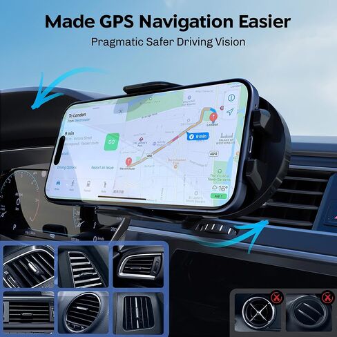 شاحن سيارة لاسلكي، حامل سيارة تثبيت تلقائي بقدرة 15 وات Qi لاسلكي سريع الشحن بفتحة تهوية للسيارة لهاتف iPhone 15/14/13/13 Pro/12 Pro Max/12 pro/12/11/10 Series، سلسلة Samsung Galaxy. in Kuwait