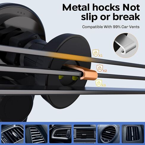 شاحن سيارة لاسلكي، حامل سيارة تثبيت تلقائي بقدرة 15 وات Qi لاسلكي سريع الشحن بفتحة تهوية للسيارة لهاتف iPhone 15/14/13/13 Pro/12 Pro Max/12 pro/12/11/10 Series، سلسلة Samsung Galaxy. in Kuwait