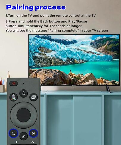 جهاز التحكم عن بعد الصوتي البديل BN59-01385A (بدون طاقة شمسية) الجديد لعام 2023 مناسب لتلفزيون Samsung الذكي، متوافق مع تلفزيونات Samsung Crystal UHD/QLED/Neo QLED/الإطار/4K/8K Series - ضمان لمدة عام in Kuwait