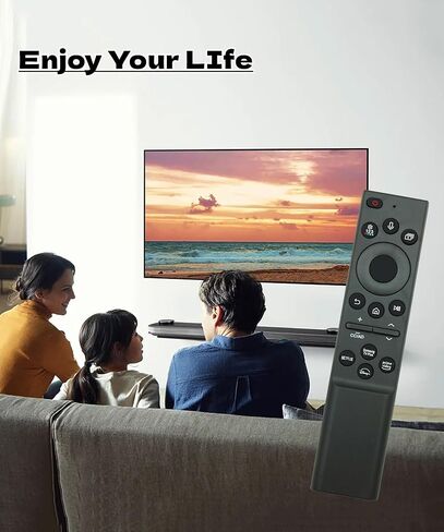جهاز التحكم عن بعد الصوتي البديل BN59-01385A (بدون طاقة شمسية) الجديد لعام 2023 مناسب لتلفزيون Samsung الذكي، متوافق مع تلفزيونات Samsung Crystal UHD/QLED/Neo QLED/الإطار/4K/8K Series - ضمان لمدة عام in Kuwait