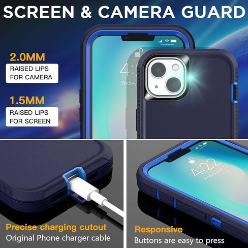 AICase iPhone 14 (6.1") Heavy Duty 3-Layer Rugged Case - Military Grade Shockproof, Slim Fit, Anti-Slip, Purple in Saudi Arabia