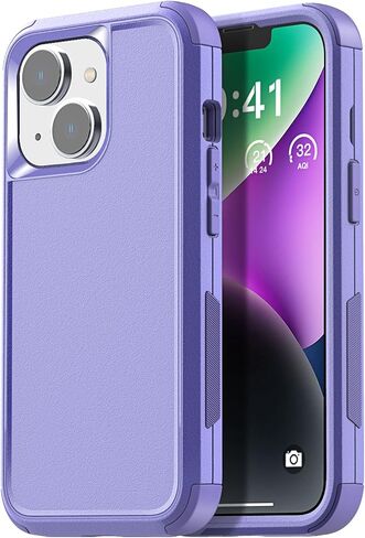 AICase iPhone 14 (6.1") Heavy Duty 3-Layer Rugged Case - Military Grade Shockproof, Slim Fit, Anti-Slip, Purple in Saudi Arabia