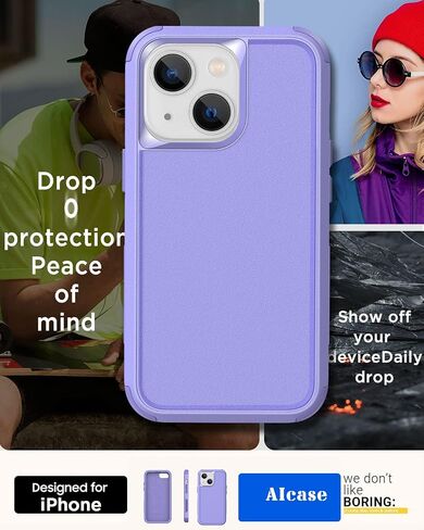 AICase iPhone 14 (6.1") Heavy Duty 3-Layer Rugged Case - Military Grade Shockproof, Slim Fit, Anti-Slip, Purple in Saudi Arabia