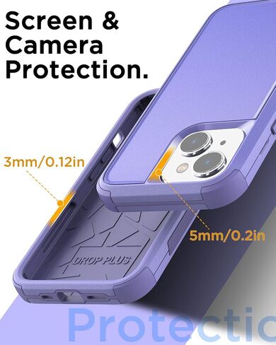 AICase iPhone 14 (6.1") Heavy Duty 3-Layer Rugged Case - Military Grade Shockproof, Slim Fit, Anti-Slip, Purple in Saudi Arabia