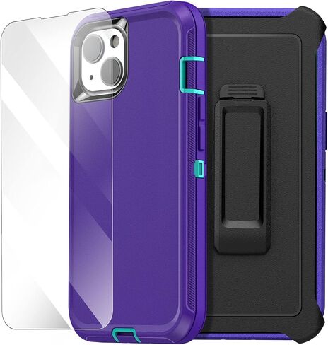 AICase iPhone 14 (6.1") Heavy Duty 3-Layer Rugged Case - Military Grade Shockproof, Slim Fit, Anti-Slip, Purple in Kuwait