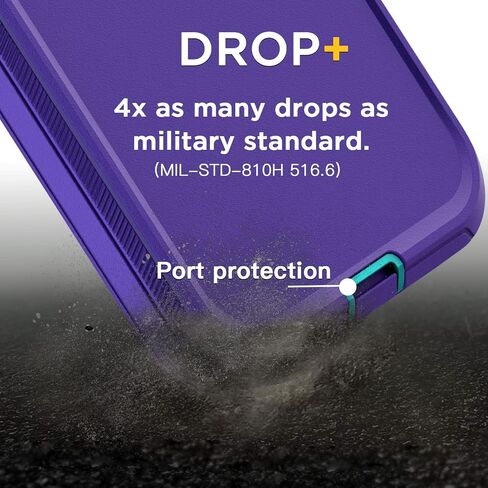 AICase iPhone 14 (6.1") Heavy Duty 3-Layer Rugged Case - Military Grade Shockproof, Slim Fit, Anti-Slip, Purple in Kuwait