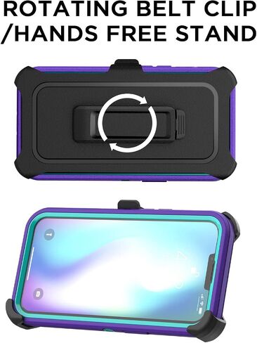 AICase iPhone 14 (6.1") Heavy Duty 3-Layer Rugged Case - Military Grade Shockproof, Slim Fit, Anti-Slip, Purple in Kuwait