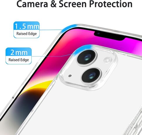 JJGoo Compatiable with iPhone 14 Case Clear, Transparent Shockproof Phone Case, Slim Anti-Scratch Hard PC Back Protective Cover Bumper, Clear in Saudi Arabia