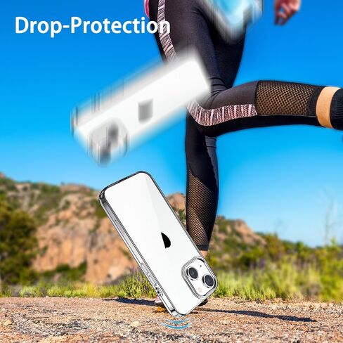 JJGoo Compatiable with iPhone 14 Case Clear, Transparent Shockproof Phone Case, Slim Anti-Scratch Hard PC Back Protective Cover Bumper, Clear in Saudi Arabia