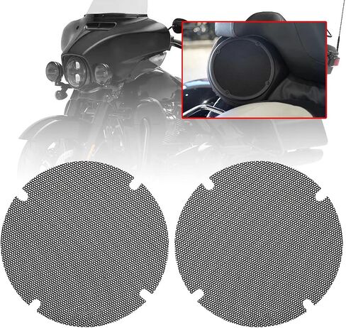 Black Motorcycle Mesh Rear Passenger Speaker Grille Covers for Harley Road Glide Street Glide Electra Glide Ultra Classic Tri Glide Ultra 2014-2024 in Kuwait