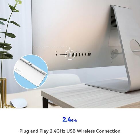 AUSDOM White Wireless Full Size Keyboard: Bluetooth Multi-Device USB Cordless Slim Quiet Keyboard with Numberpad, Rechargeable Noiseless Silent Universal Flat Keyboard for Mac iMac MacOS PC Computer in Saudi Arabia