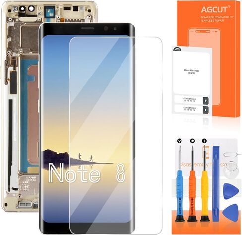 OLED for Samsung Galaxy Note 8 Screen Replacement for Display De Samsung Note 8 Digitizer for Galaxy Note 8 LCD SM-N950F SM-N950U Screen Touch Assembly Repair Part Gold with Frame in Saudi Arabia
