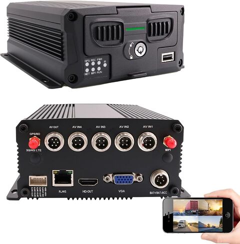 JOINLGO 4 قنوات GPS WIFI 1080P AHD SSD/SD محرك السيارة المحمول DVR mdvr مجموعة مسجل فيديو في الوقت الحقيقي عرض عن بعد على هاتف الكمبيوتر الشخصي مع 4 كاميرات رؤية خلفية جانبية تعمل بالأشعة تحت الحمراء وشاشة 7 بوصة لحافلة الشاحنة in Saudi Arabia