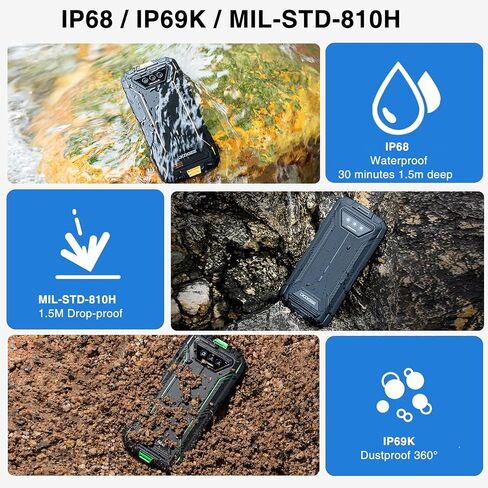 DOOGEE S41 MAX هاتف ذكي متين 2024، 16 جيجابايت + 256 جيجابايت/SD 1 تيرابايت هاتف متين أندرويد 13، هاتف خلوي متين 6300 مللي أمبير في الساعة، شاشة 5.5 بوصة HD+، هاتف محمول IP68 مقاوم للماء 4G خارجي، NFC/WiFi/OTG in Saudi Arabia