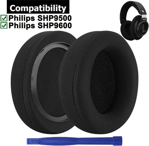 وسائد أذن SHP9500، قطع غيار وسائد أذن بديلة من نسيج شبكي مريح من BUTIAO لسماعات رأس Philips SHP9500 SHP9500S - أسود in Kuwait