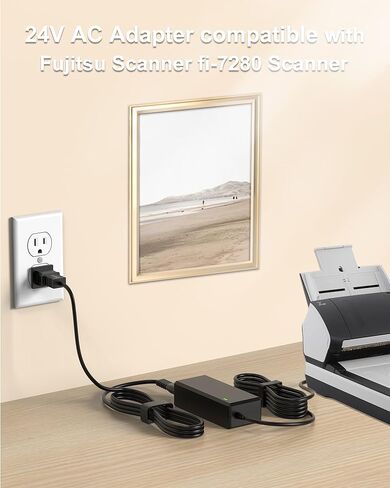 24V AC/DC Adapter Power Cord Compatible with Fujitsu Scanner fi-7160 fi-7180 fi-7260 fi-7280 S1500 S1500M AC Power Supply. in Kuwait