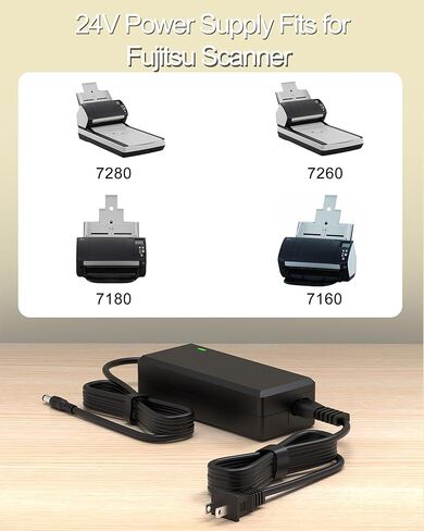 24V AC/DC Adapter Power Cord Compatible with Fujitsu Scanner fi-7160 fi-7180 fi-7260 fi-7280 S1500 S1500M AC Power Supply. in Kuwait