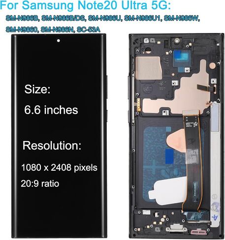 for Samsung Galaxy Note20 Ultra 5G LCD Screen Replacement SM-N986B N986B/DS N986U N986U1 N986W N9860, N986N SC-53A 6.9" Display Assembly LCD Touchscreen Digitizer with Frame Tool Kit in Saudi Arabia