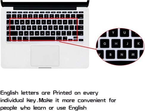 HRH English Language Silicone Keyboard Cover Skin for MacBook Air 11.6 Inch for MacBook 11" A1370 A1465 USA/ANSI Layout Keyboard Portector-Black in Saudi Arabia