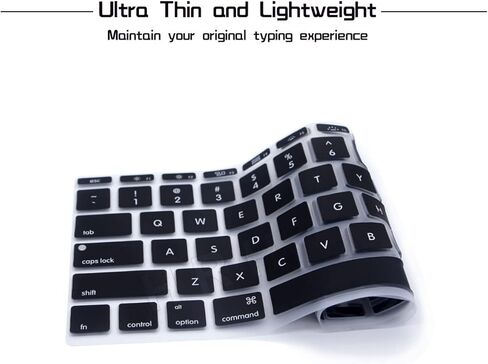 HRH English Language Silicone Keyboard Cover Skin for MacBook Air 11.6 Inch for MacBook 11" A1370 A1465 USA/ANSI Layout Keyboard Portector-Black in Saudi Arabia