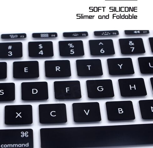 HRH English Language Silicone Keyboard Cover Skin for MacBook Air 11.6 Inch for MacBook 11" A1370 A1465 USA/ANSI Layout Keyboard Portector-Black in Saudi Arabia