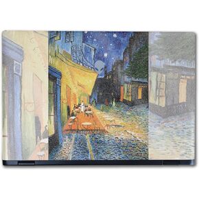 Glossy Glitter Laptop Skin Compatible with Alienware M16 R2 (2024) - Cafe Terrace at Night - Premium 3M Vinyl Protective Wrap Decal Cover - Easy to Apply | Crafted in The USA by MightySkins