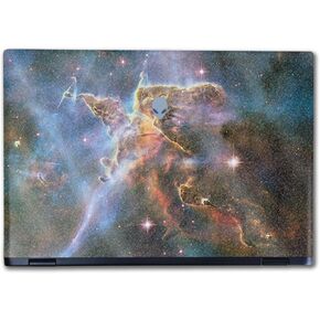 Glossy Glitter Laptop Skin Compatible with Alienware M16 R2 (2024) - Golden Nebula - Premium 3M Vinyl Protective Wrap Decal Cover - Easy to Apply | Crafted in The USA by MightySkins