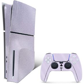 MightySkins Glossy Glitter Skin Compatible with Playstation 5 PS5 Slim Digital Edition Console Only - Solid Lilac | Protective, Durable High-Gloss Glitter Finish | Easy to Apply | Made in The USA