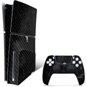 MightySkins Carbon Fiber Skin for PS5 Playstation 5 Slim Disc Edition Bundle - Gravity Protective, Durable Textured Carbon Fiber Finish Easy to Apply, Remove, and Change Styles Made in The USA