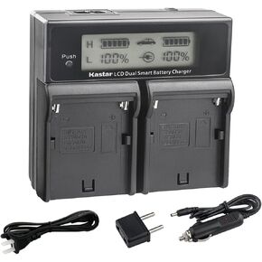 Kastar 2-Pack NP-F970 Battery and CH04 Dual Fast Charger Compatible with Sony HDR-FX7 HDR-FX7E HDV-FX1 HDV-Z1 HVL-20DW HVL-20DW2 HVL-LBPA HVL-ML20 HVR-DR60 HVR-HD1000 HVR-M10 HVR-V1 HVR-Z1 Camera