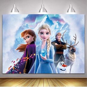 Frozen Backdrop for Girls Birthday Party,7x5ft Elsa Photography Background Vinyl Wall Decorations Supplies for Kids Boys Toddlers