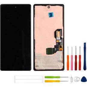 for Google Pixel 6A LCD Display Touch Screen Digitizer Assembly Replacement GX7AS, GB62Z, G1AZG （Black 6.13"） LCD Display digitizer Touch Screen Assembly with Repair Part Tools