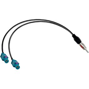 Splitter Cable DIN Male to Dual Fakra Z Male Car Radio Antenna Splitter Cable Fakra Z plug to DIN plug to Cable RG174 39CM/15IN for AM/FM Car Radio Antenna