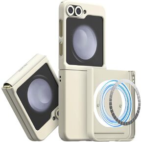 araree Aero Flex M Samsung Galaxy Z Flip 6 Case 【Improved Version】 with Hinge Protection, Compatible with Magsafe Accessories & Charger Anti-Fingerprint,Thin & Slim, Shockproof Case (Cream, Z Flip 6)