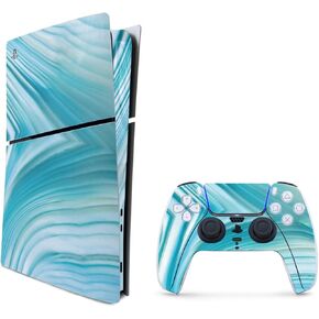 MightySkins Skin Compatible with Playstation 5 Slim Digital Edition Bundle - Aquamarine Quartz | Protective, Durable, and Unique Vinyl Decal wrap cover | Easy to Apply | Made in The USA