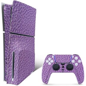 MightySkins Skin Compatible with Playstation 5 Slim Disk Edition Bundle - Purple Pleather | Protective, Durable, and Unique Vinyl Decal wrap cover | Easy to Apply | Made in The USA