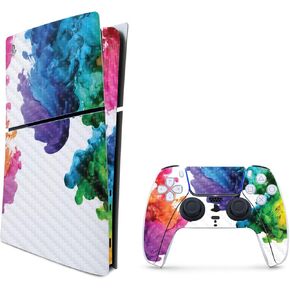 MightySkins Carbon Fiber Skin for PS5 PlayStation 5 Slim Disc Edition Bundle - Skull with Cigarette Protective Durable Textured Carbon Fiber Finish Easy to Apply Made in The USA in Kuwait