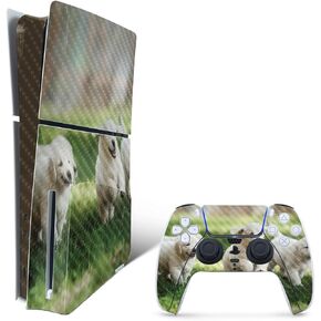 MightySkins Carbon Fiber Skin for PS5 Playstation 5 Slim Disc Edition Bundle - Puppy Pack Protective, Durable Textured Carbon Fiber Finish Easy to Apply Made in The USA