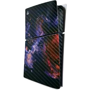 MightySkins Carbon Fiber Skin for PS5 Playstation 5 Slim Disc Edition Bundle - Red Dragon Protective, Durable Textured Carbon Fiber Finish Easy to Apply Made in The USA