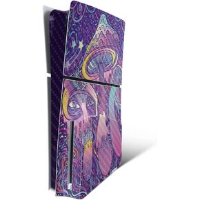 MightySkins Carbon Fiber Skin for PS5 Playstation 5 Slim Disc Edition Bundle - Turtle Dreams Protective, Durable Textured Carbon Fiber Finish Easy to Apply Made in The USA